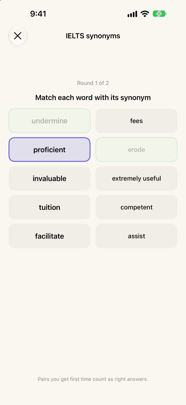Match synonyms: words on the left, synonyms on the right